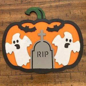 Hand Crafted Wooden "Halloween Ghosts In The Graveyard “ Door Hanger Las…